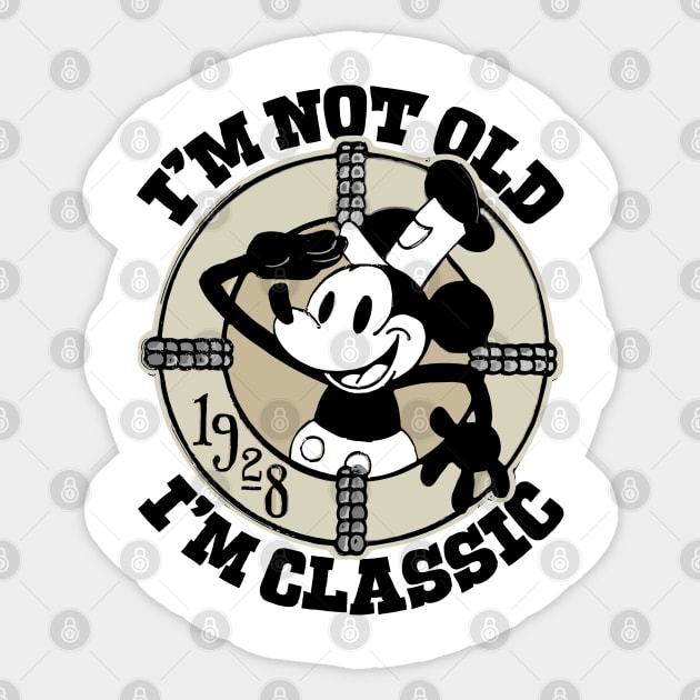 Steamboat Willie. I'm Not Old I'm Classic 5 Sticker by Megadorim